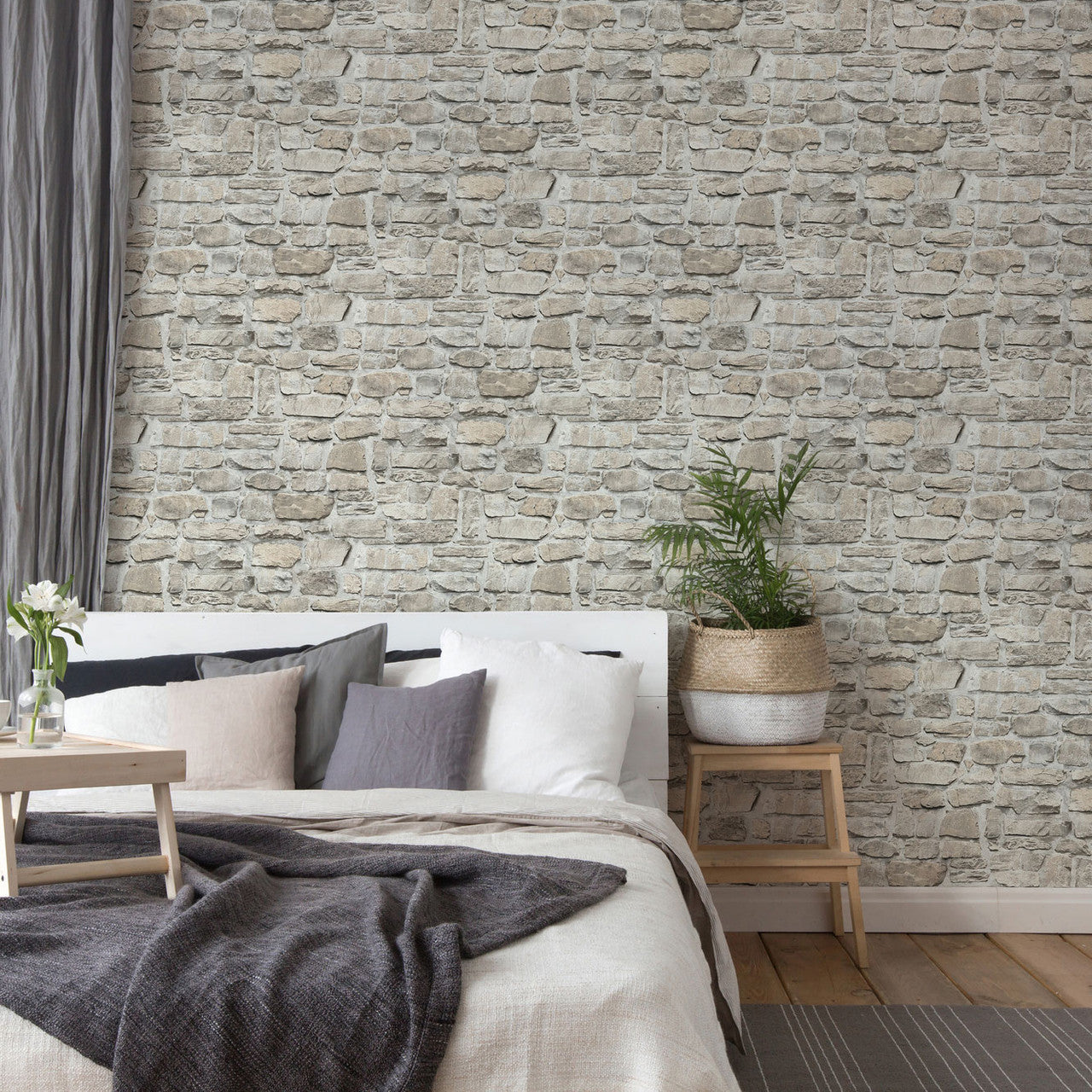 BB51130 Stone Symphony Motif Bricks and More Beige and Grey Wallpaper By Galerie