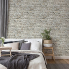 BB51130 Stone Symphony Motif Bricks and More Beige and Grey Wallpaper By Galerie