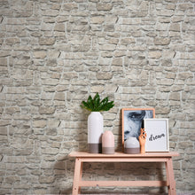 BB51130 Stone Symphony Motif Bricks and More Beige and Grey Wallpaper By Galerie