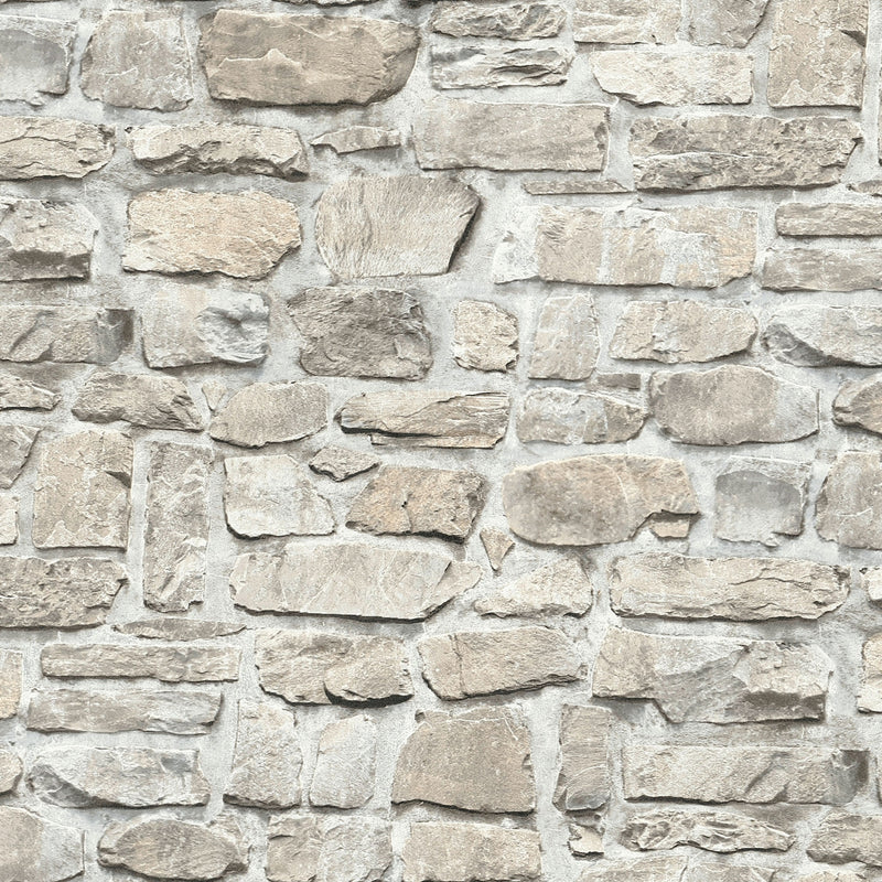 BB51130 Stone Symphony Motif Bricks and More Beige and Grey Wallpaper By Galerie