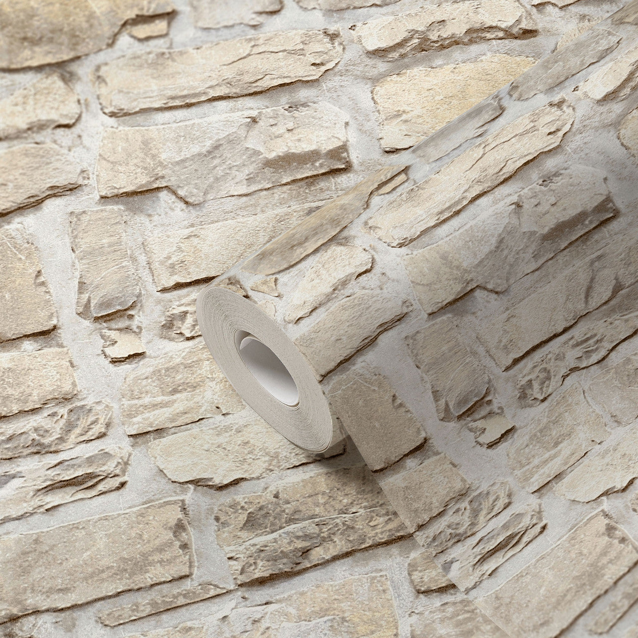 BB51131 Stone Symphony Motif Bricks and More Beige and Yellow Wallpaper By Galerie