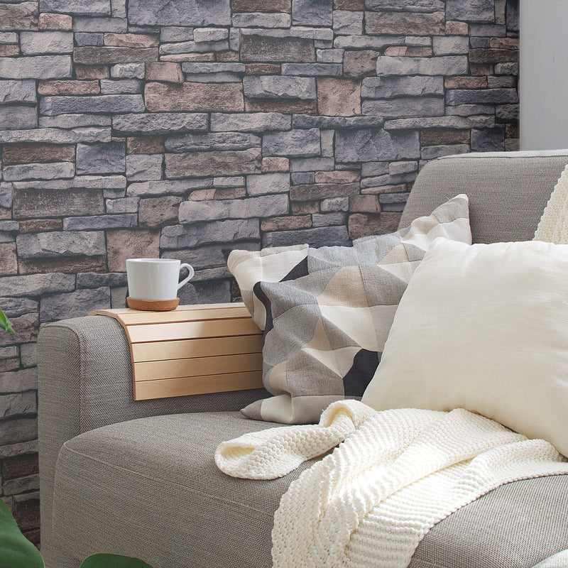 BB51132 Sandstone Splendour Motif Bricks and More Beige, Cream and Grey Wallpaper By Galerie
