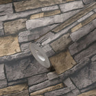 BB51134 Sandstone Splendour Motif Bricks and More Yellow and Grey Wallpaper By Galerie