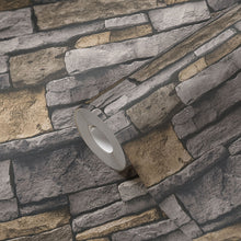 BB51134 Sandstone Splendour Motif Bricks and More Yellow and Grey Wallpaper By Galerie