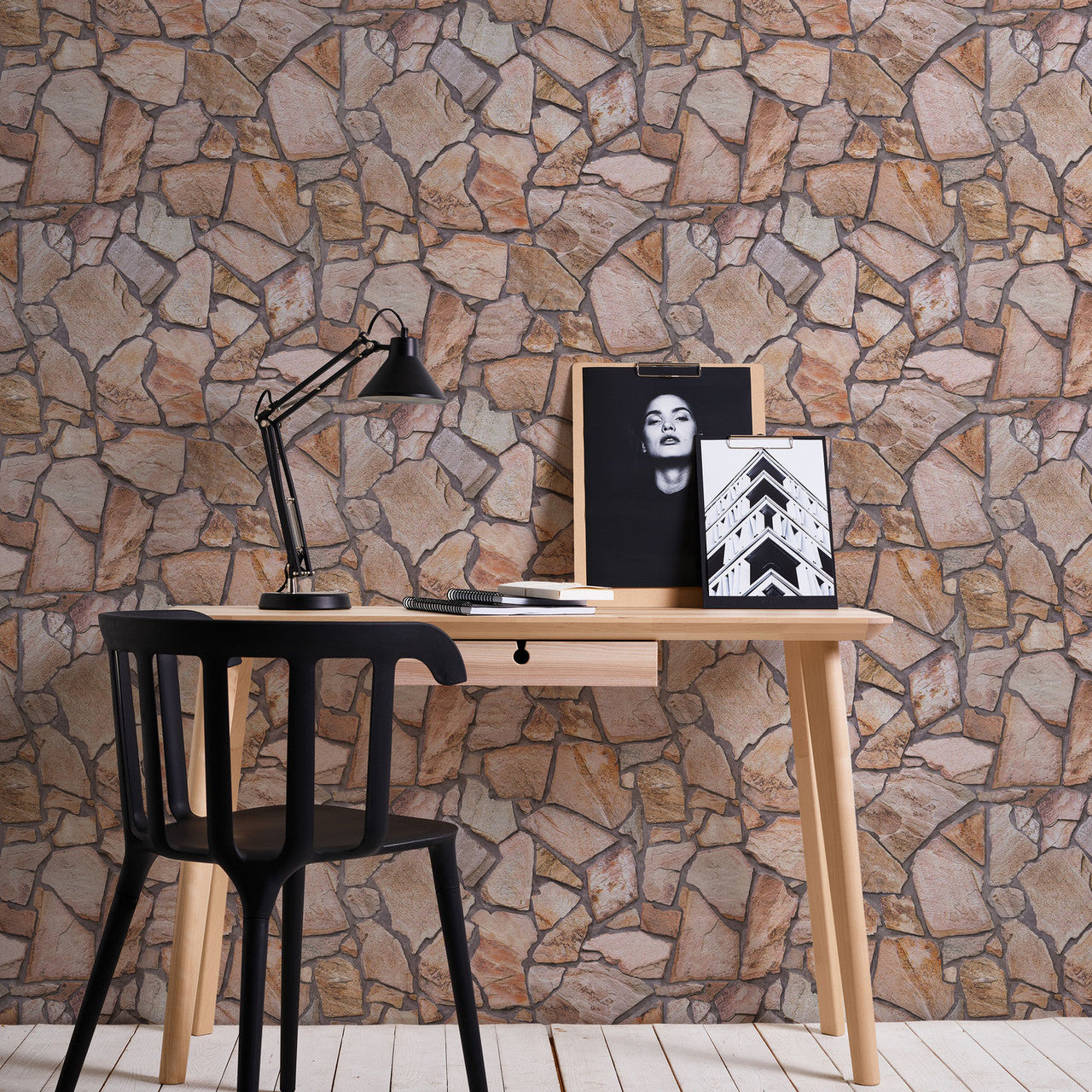 BB51136 Claystone Cottage Motif Bricks and More Beige, Brown and Grey Wallpaper By Galerie