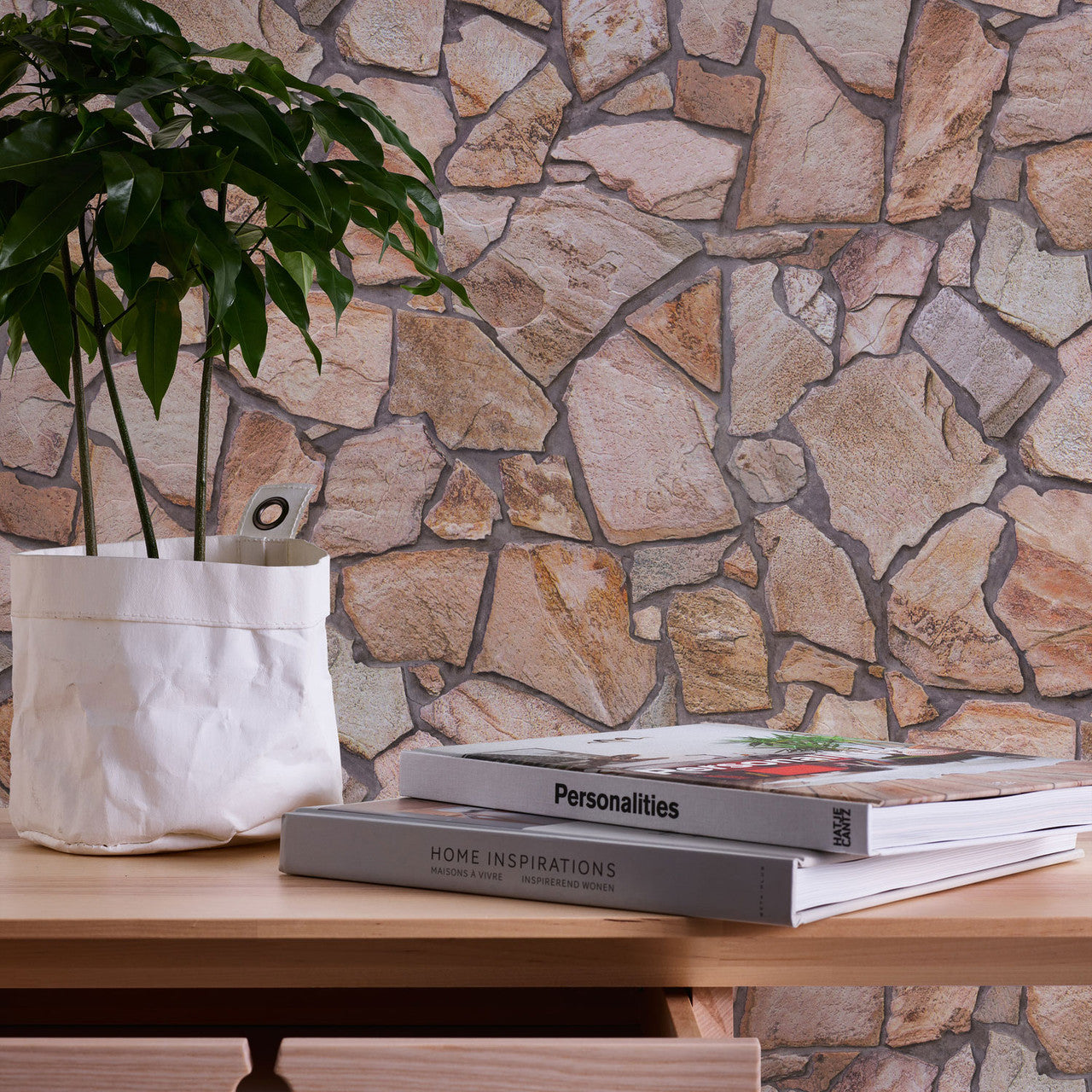 BB51136 Claystone Cottage Motif Bricks and More Beige, Brown and Grey Wallpaper By Galerie