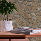 BB51138 Claystone Cottage Motif Bricks and More Beige, Brown and Black Wallpaper By Galerie