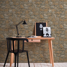 BB51138 Claystone Cottage Motif Bricks and More Beige, Brown and Black Wallpaper By Galerie
