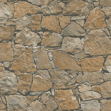 BB51138 Claystone Cottage Motif Bricks and More Beige, Brown and Black Wallpaper By Galerie