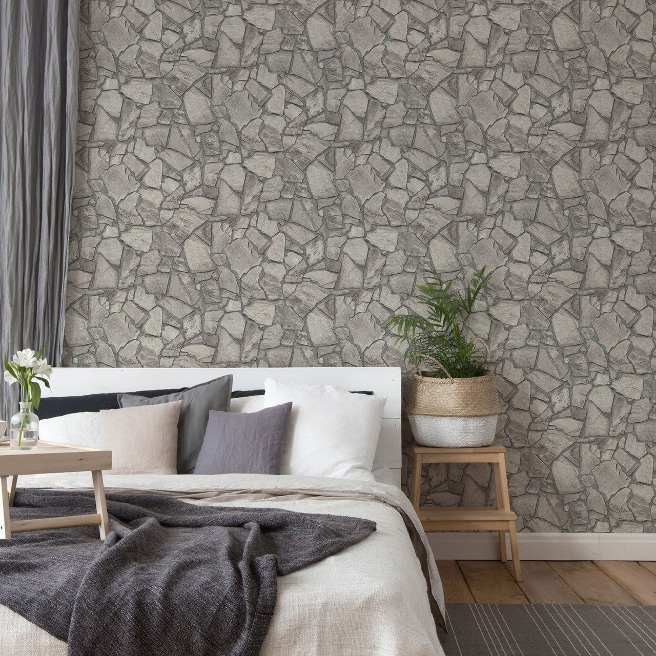 BB51140 Petrified Paradise Motif Bricks and More Grey Wallpaper By Galerie