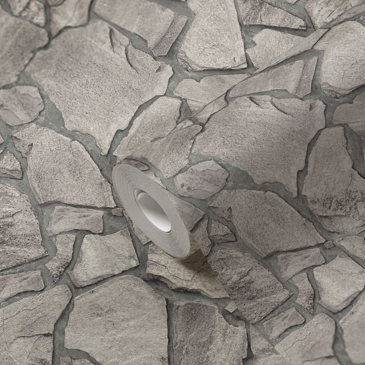BB51140 Petrified Paradise Motif Bricks and More Grey Wallpaper By Galerie
