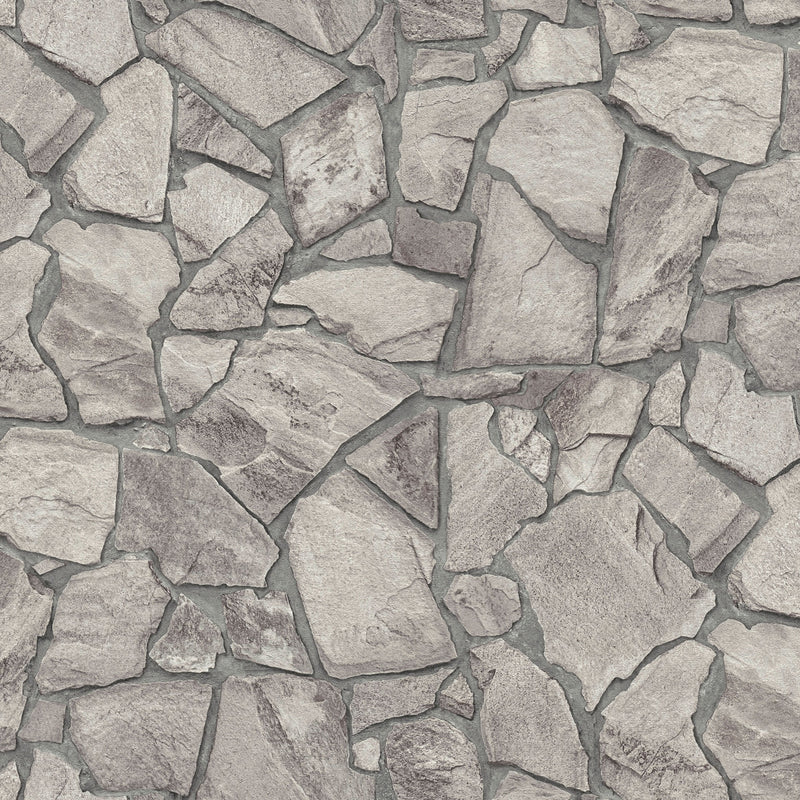 BB51140 Petrified Paradise Motif Bricks and More Grey Wallpaper By Galerie
