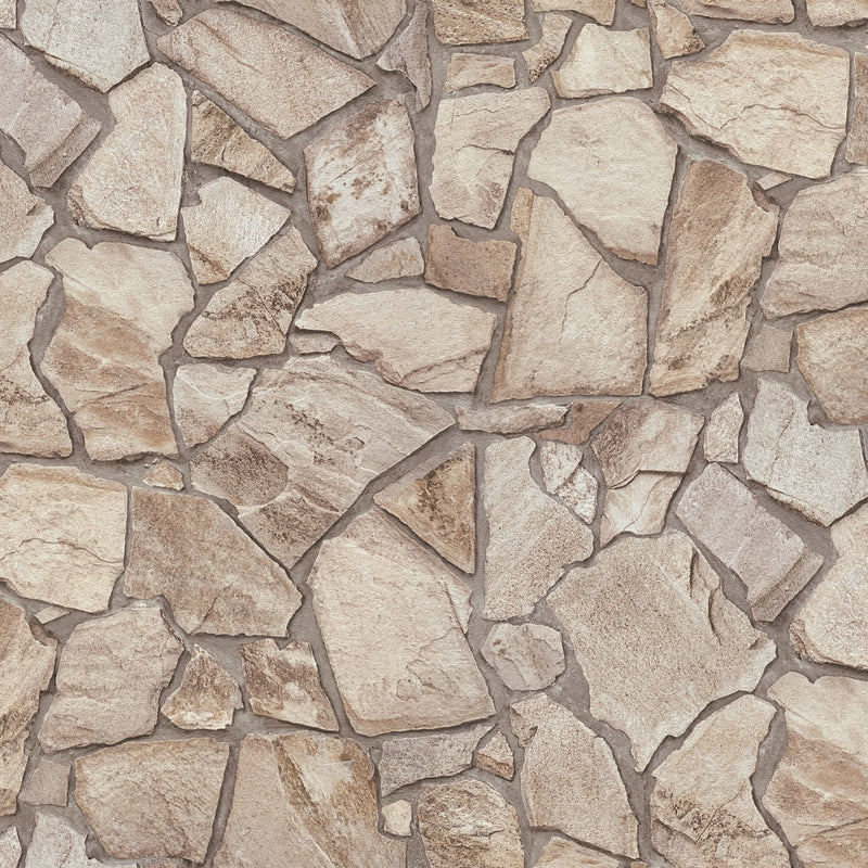 BB51142 Claystone Cottage Motif Bricks and More Beige, Cream and Grey Wallpaper By Galerie