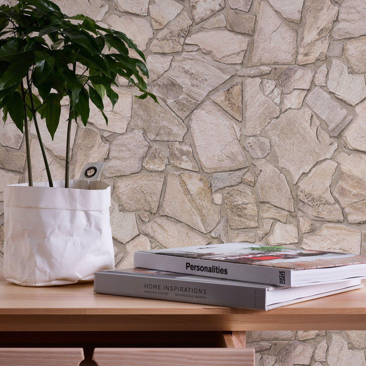 BB51143 Claystone Cottage Motif Bricks and More Beige, Brown and Cream Wallpaper By Galerie