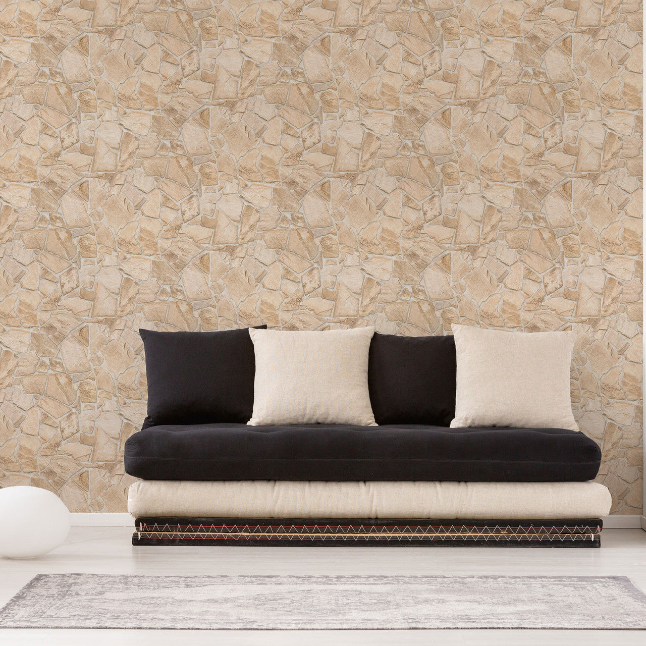 BB51144 Claystone Cottage Motif Bricks and More Beige and Cream Wallpaper By Galerie