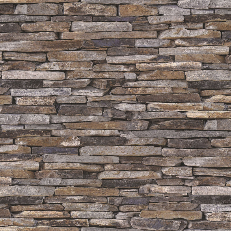 BB51145 Rocky Retreat Motif Bricks and More Beige, Brown and Yellow Wallpaper By Galerie
