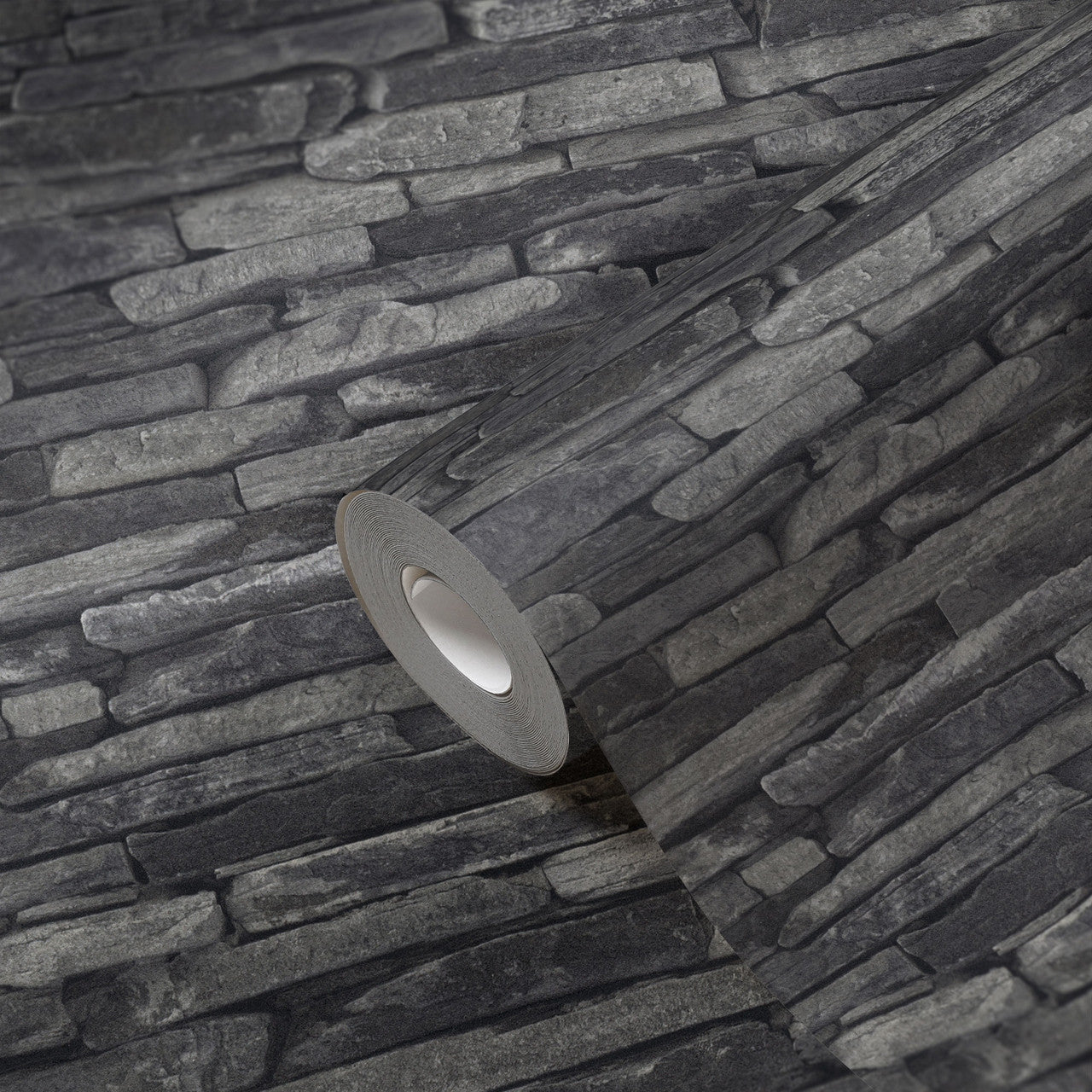 BB51146 Rocky Retreat Motif Bricks and More Grey and Black Wallpaper By Galerie