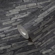BB51146 Rocky Retreat Motif Bricks and More Grey and Black Wallpaper By Galerie