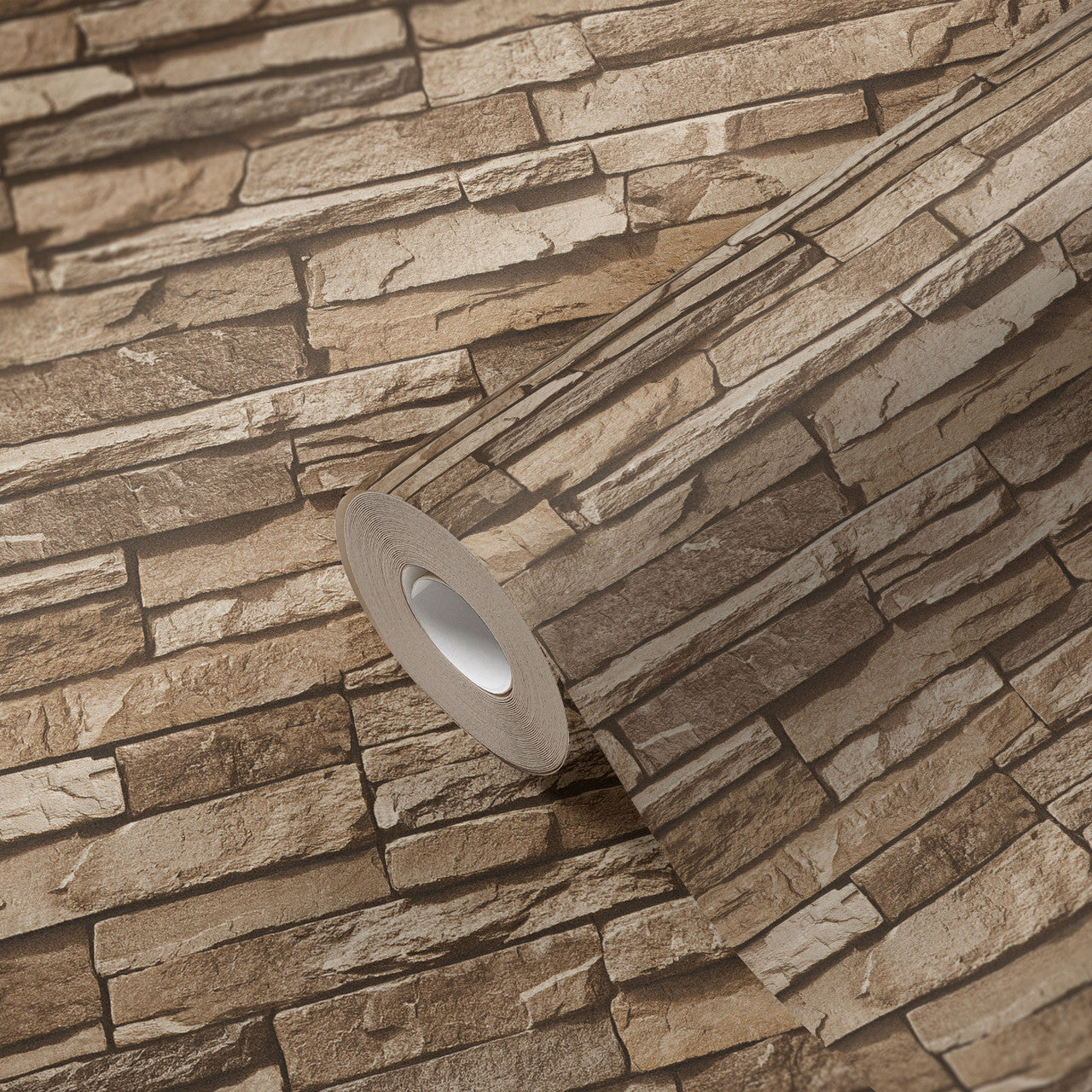 BB51147 Graceful Granite Motif Bricks and More Beige and Brown Wallpaper By Galerie