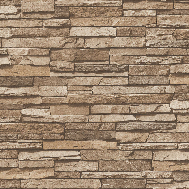 BB51147 Graceful Granite Motif Bricks and More Beige and Brown Wallpaper By Galerie
