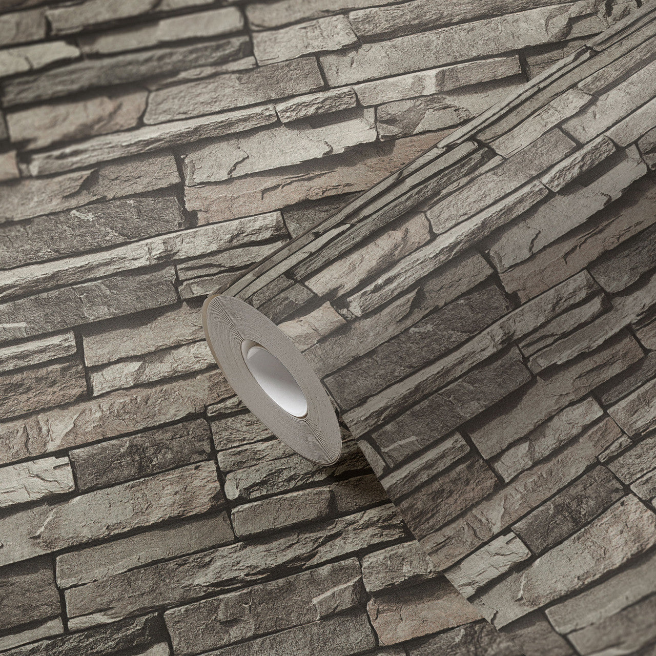 BB51148 Graceful Granite Motif Bricks and More Cream, Grey and Black Wallpaper By Galerie