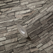 BB51148 Graceful Granite Motif Bricks and More Cream, Grey and Black Wallpaper By Galerie