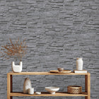 BB51149 Graceful Granite Motif Bricks and More Grey and Black Wallpaper By Galerie
