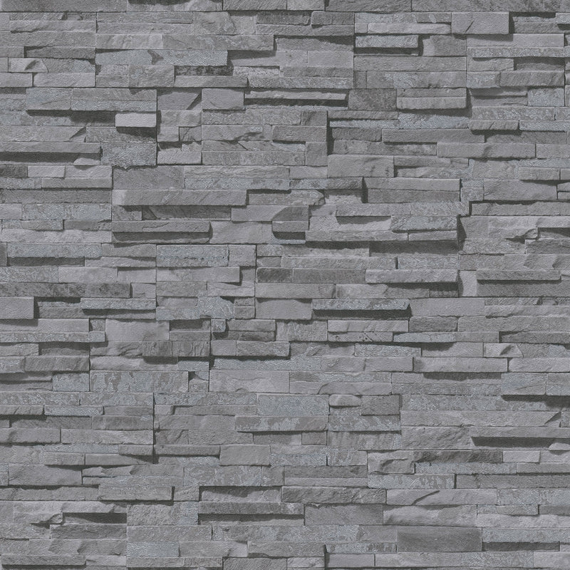 BB51149 Graceful Granite Motif Bricks and More Grey and Black Wallpaper By Galerie