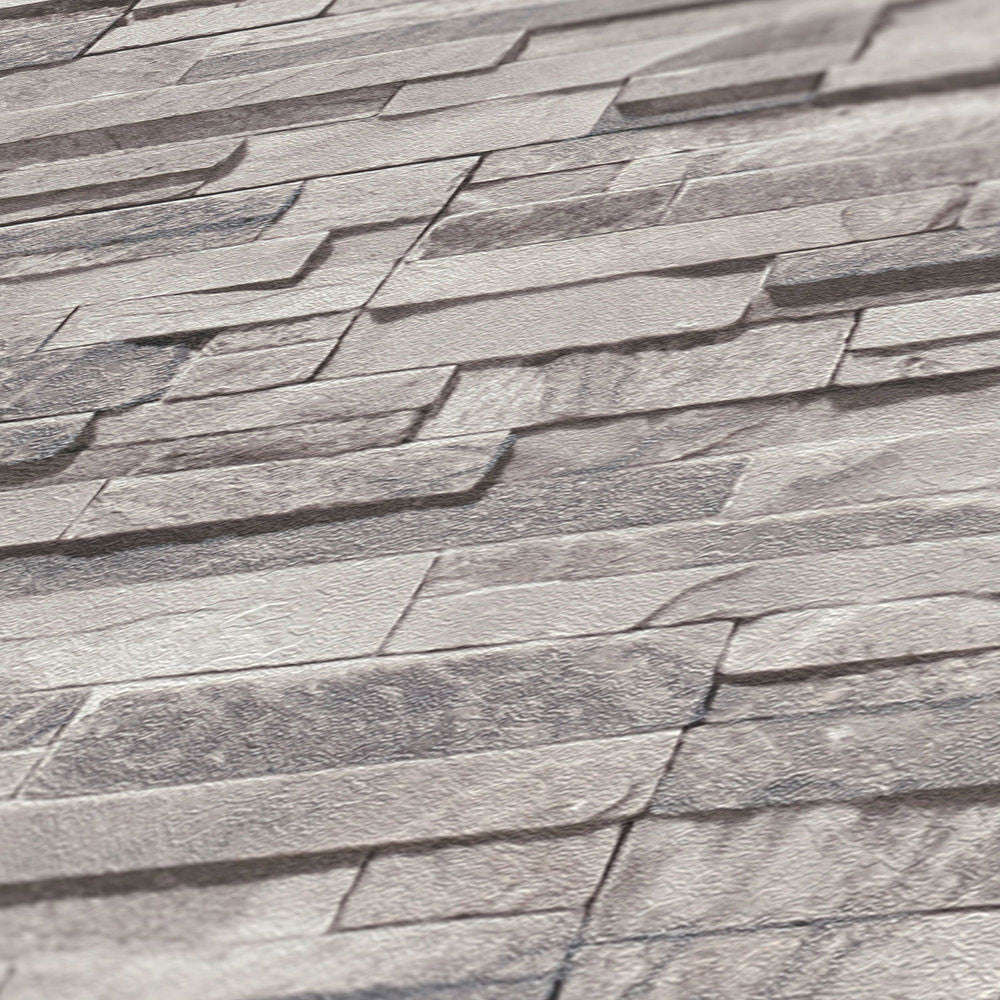 BB51150 Graceful Granite Motif Bricks and More Cream, Grey and Black Wallpaper By Galerie