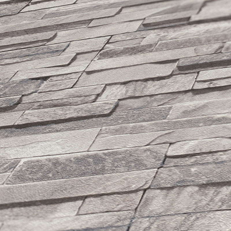 BB51150 Graceful Granite Motif Bricks and More Cream, Grey and Black Wallpaper By Galerie