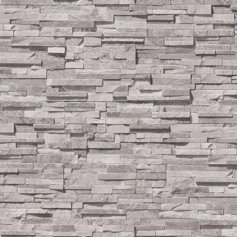 BB51150 Graceful Granite Motif Bricks and More Cream, Grey and Black Wallpaper By Galerie