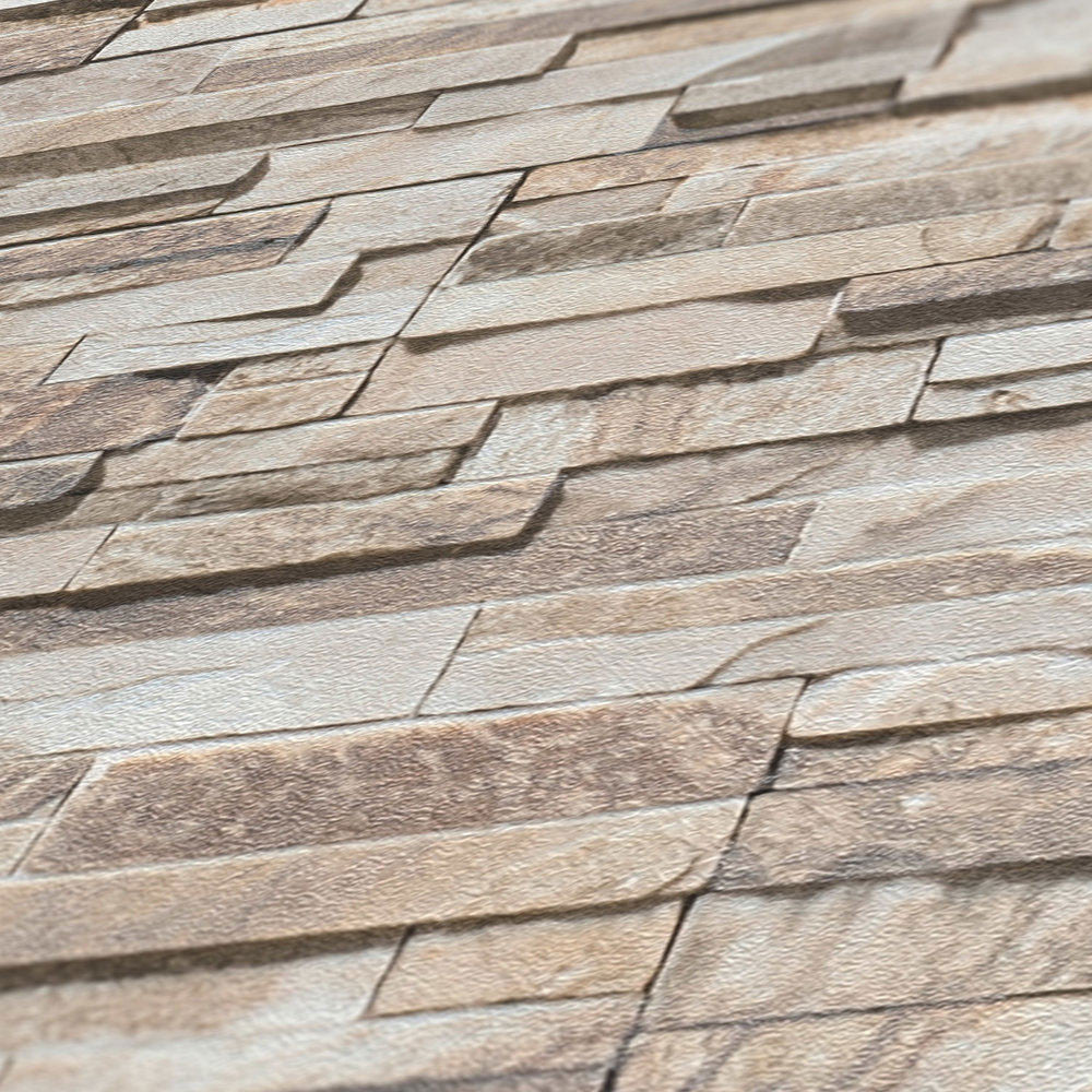 BB51151 Graceful Granite Motif Bricks and More Beige, Brown and Grey Wallpaper By Galerie