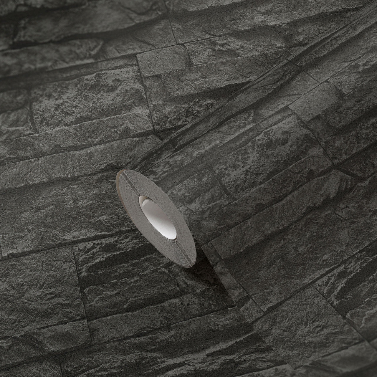BB51153 Graceful Granite Motif Bricks and More Grey and Black Wallpaper By Galerie