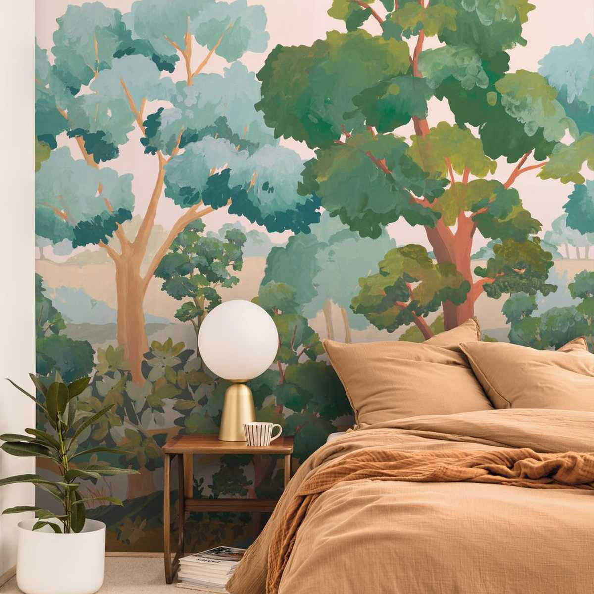 BLD106157703 L'été Indien Vert Medium Panel Balade Wallpaper by Caselio