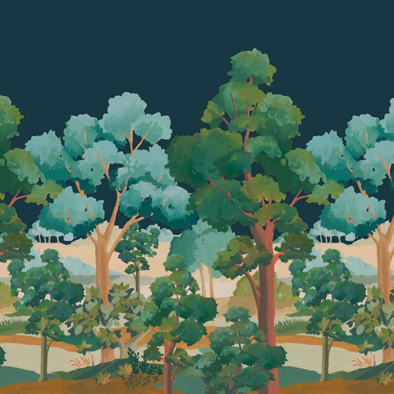 BLD106159003 L'été Indien Noir Medium Panel Balade Wallpaper by Caselio