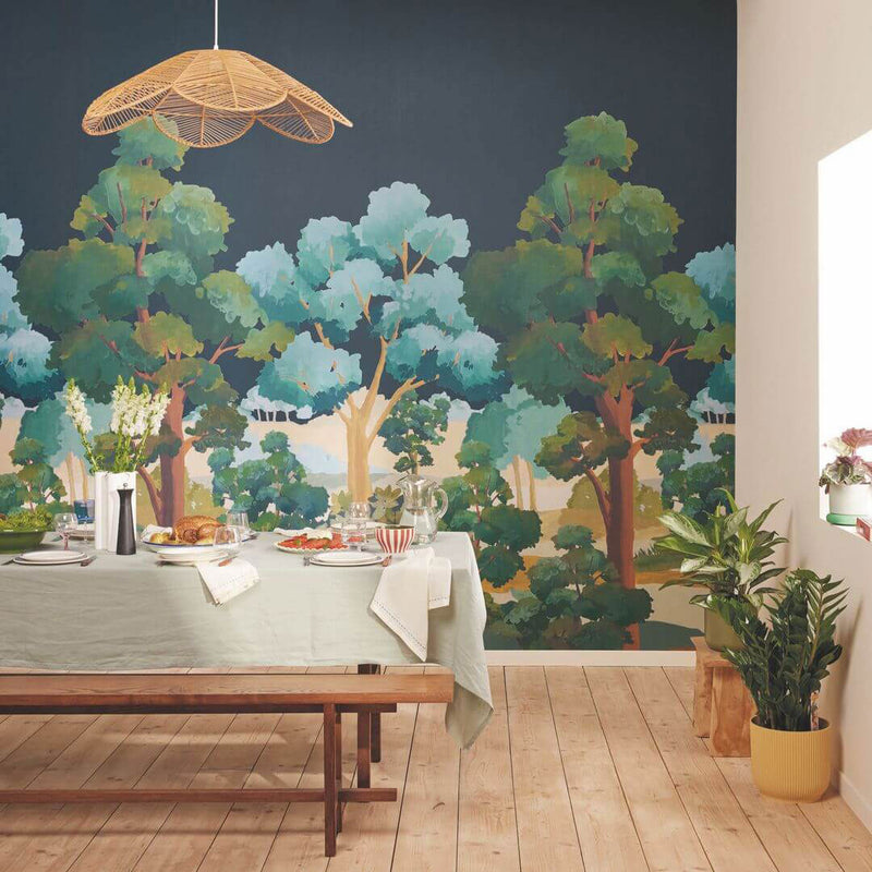 BLD106159004 L'été Indien Noir Large Panel Balade Wallpaper by Caselio