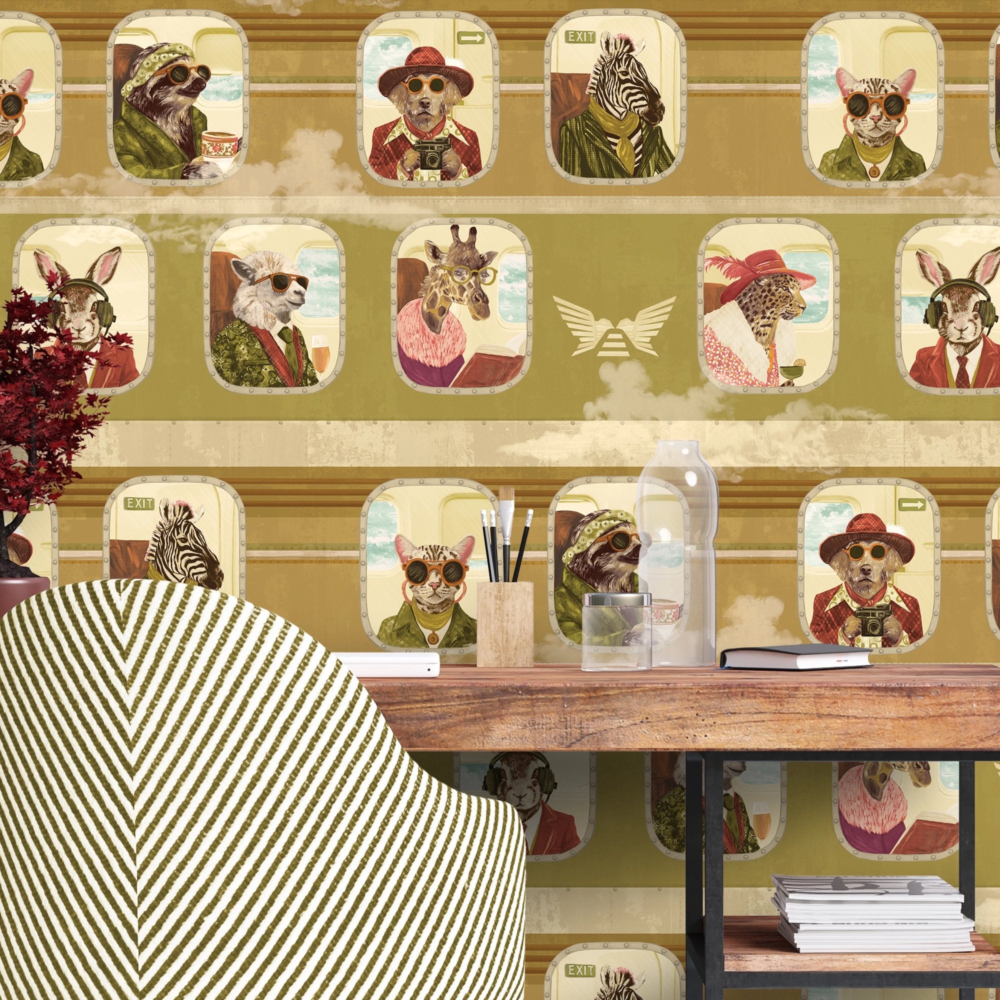 BMVV007/01B Cabin Class Premium Pistachio Viva Vintage Wallpaper by Brand McKenzie