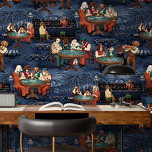 BMVV007/02B Canine Cards Casino Blue Viva Vintage Wallpaper by Brand McKenzie
