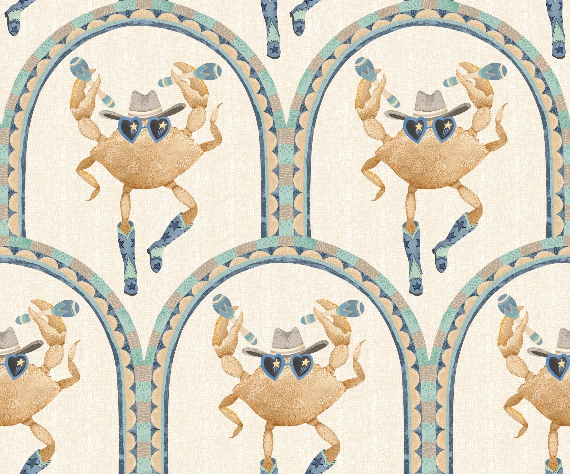 BMVV007/03C Crab Cabana Sand Dune Viva Vintage Wallpaper by Brand McKenzie