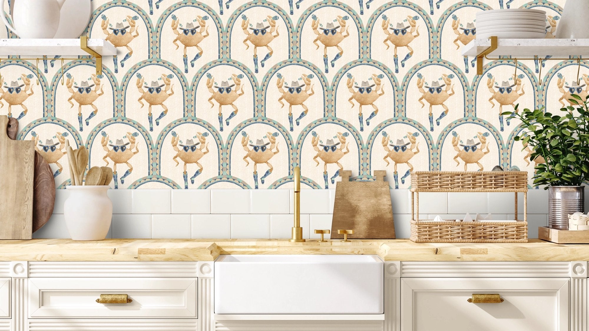 BMVV007/03C Crab Cabana Sand Dune Viva Vintage Wallpaper by Brand McKenzie