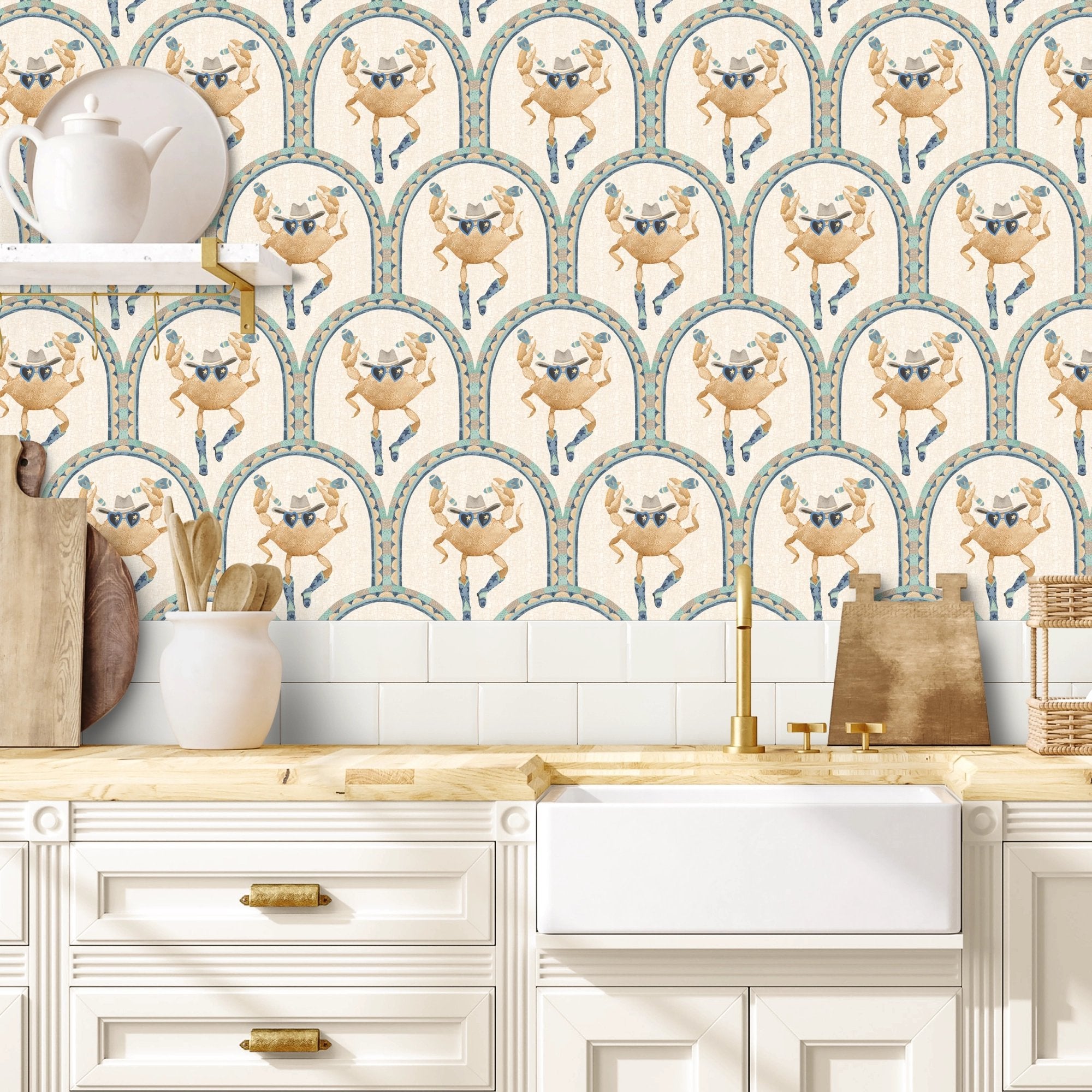 BMVV007/03C Crab Cabana Sand Dune Viva Vintage Wallpaper by Brand McKenzie