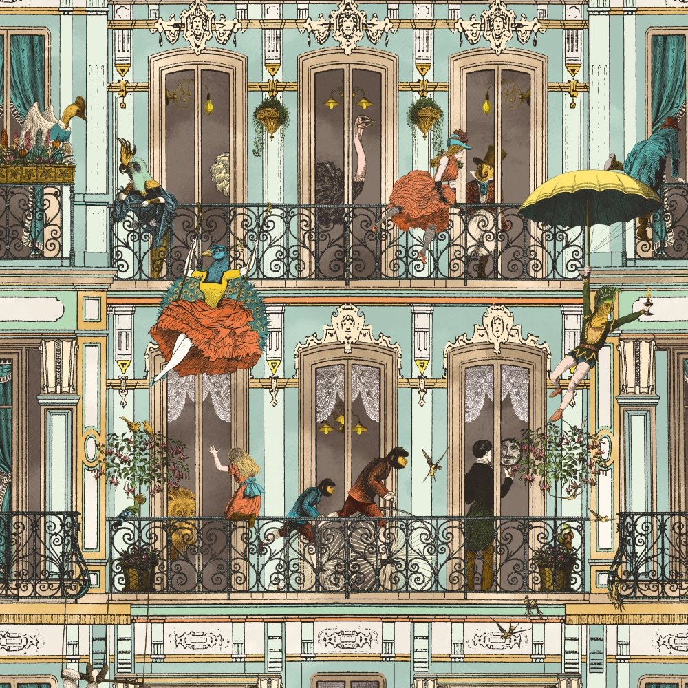 BMVV007/04A Heritage House Antique Aqua Viva Vintage Wallpaper by Brand McKenzie