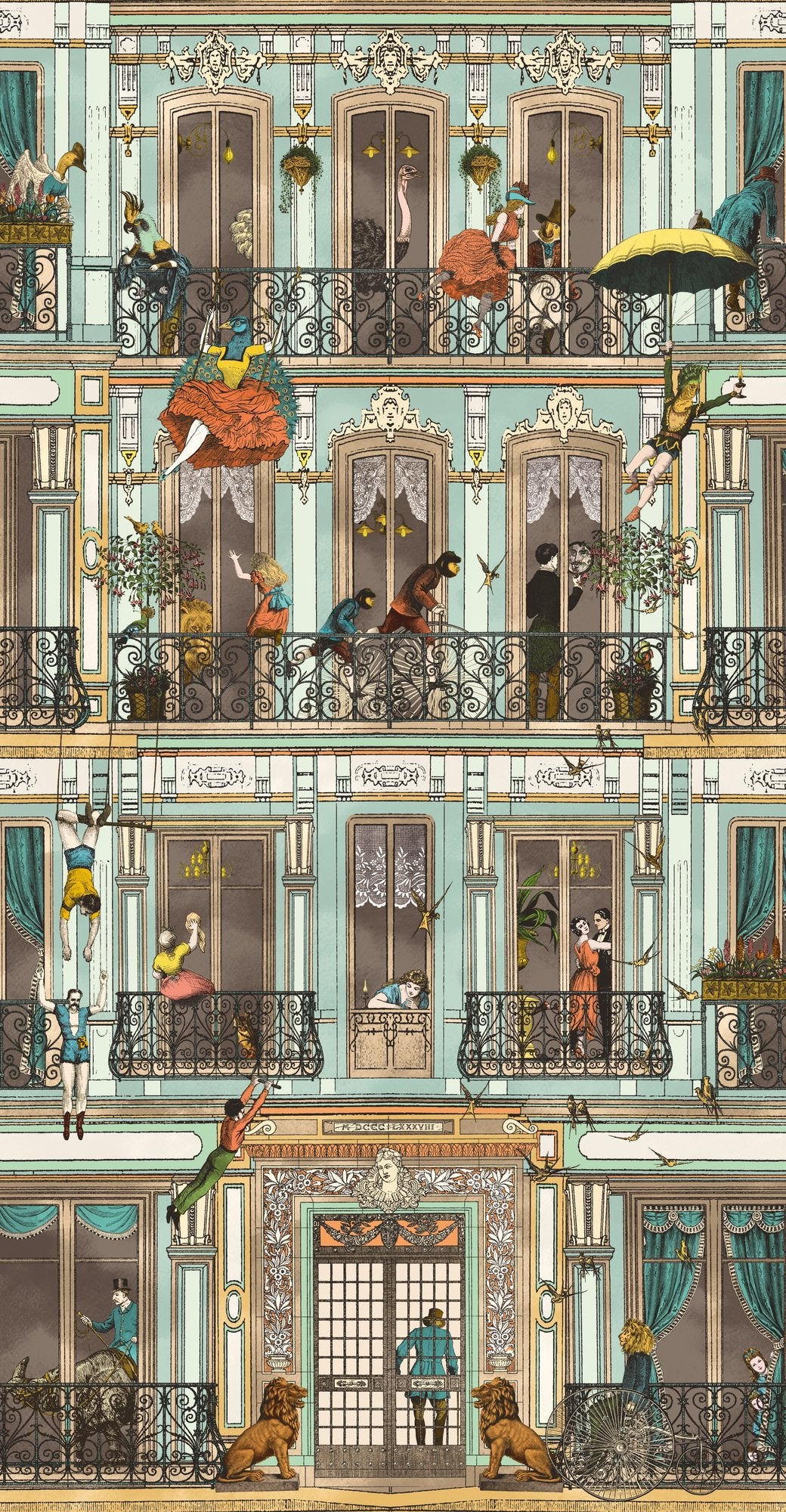 BMVV007/04A Heritage House Antique Aqua Viva Vintage Wallpaper by Brand McKenzie