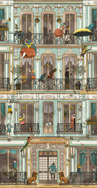 BMVV007/04A Heritage House Antique Aqua Viva Vintage Wallpaper by Brand McKenzie