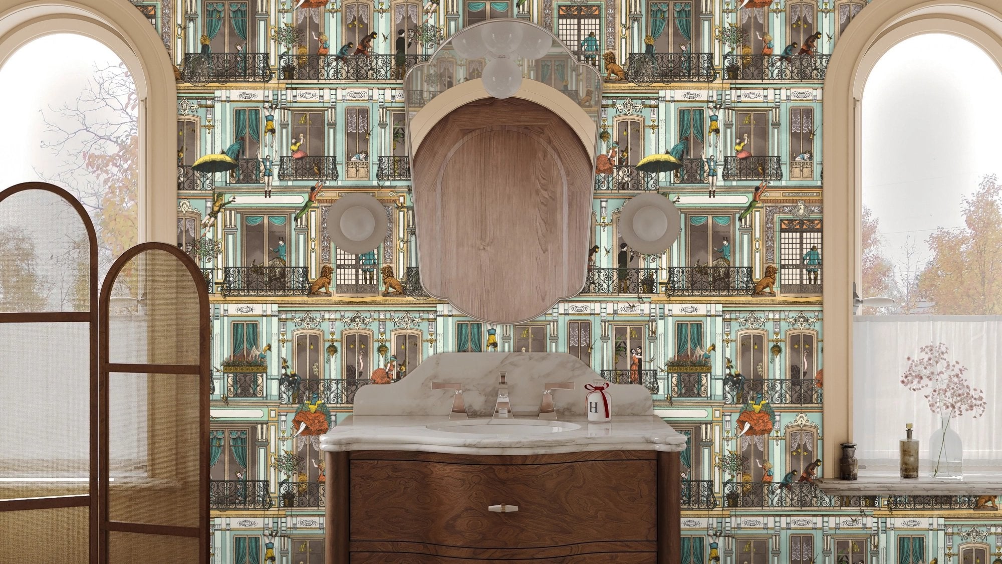 BMVV007/04A Heritage House Antique Aqua Viva Vintage Wallpaper by Brand McKenzie