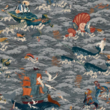 BMVV007/05A Ocean Waves Charcoal Drift Viva Vintage Wallpaper by Brand McKenzie