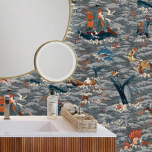 BMVV007/05A Ocean Waves Charcoal Drift Viva Vintage Wallpaper by Brand McKenzie