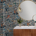 BMVV007/05A Ocean Waves Charcoal Drift Viva Vintage Wallpaper by Brand McKenzie
