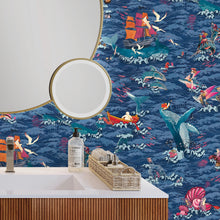BMVV007/05C Ocean Waves Deep Water Viva Vintage Wallpaper by Brand McKenzie