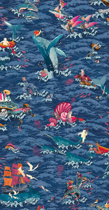 BMVV007/05C Ocean Waves Deep Water Viva Vintage Wallpaper by Brand McKenzie